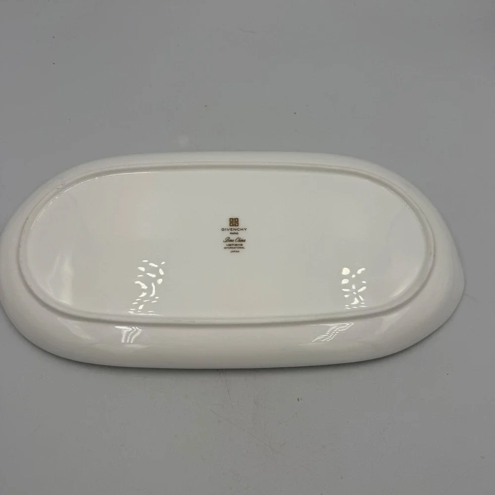 Givenchy Paris Bone China Yamaka Japan Gold Leaf Oval Tray Vintage
